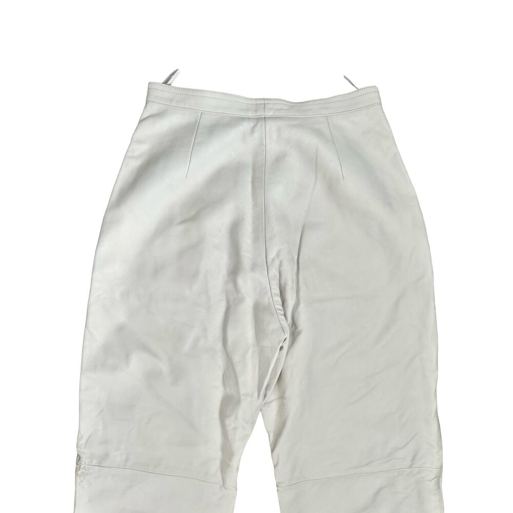 Longchamp White Italian Lamb Leather Pants Tapered Joggers High Rise Pants Sz 36 - Picture 12 of 15